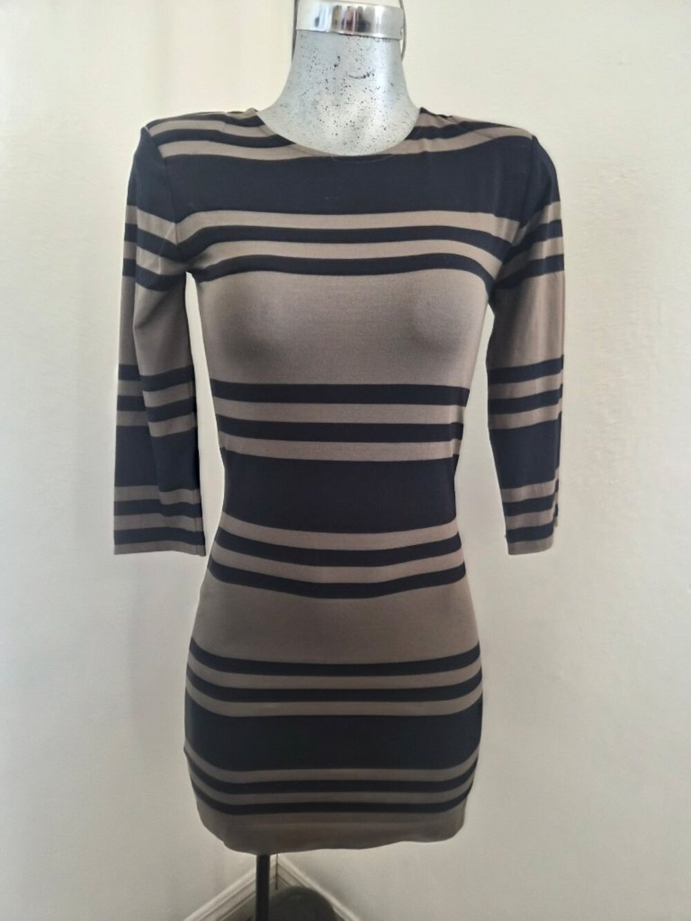 French Connection Striped Long Sleeve Bodycon Dress